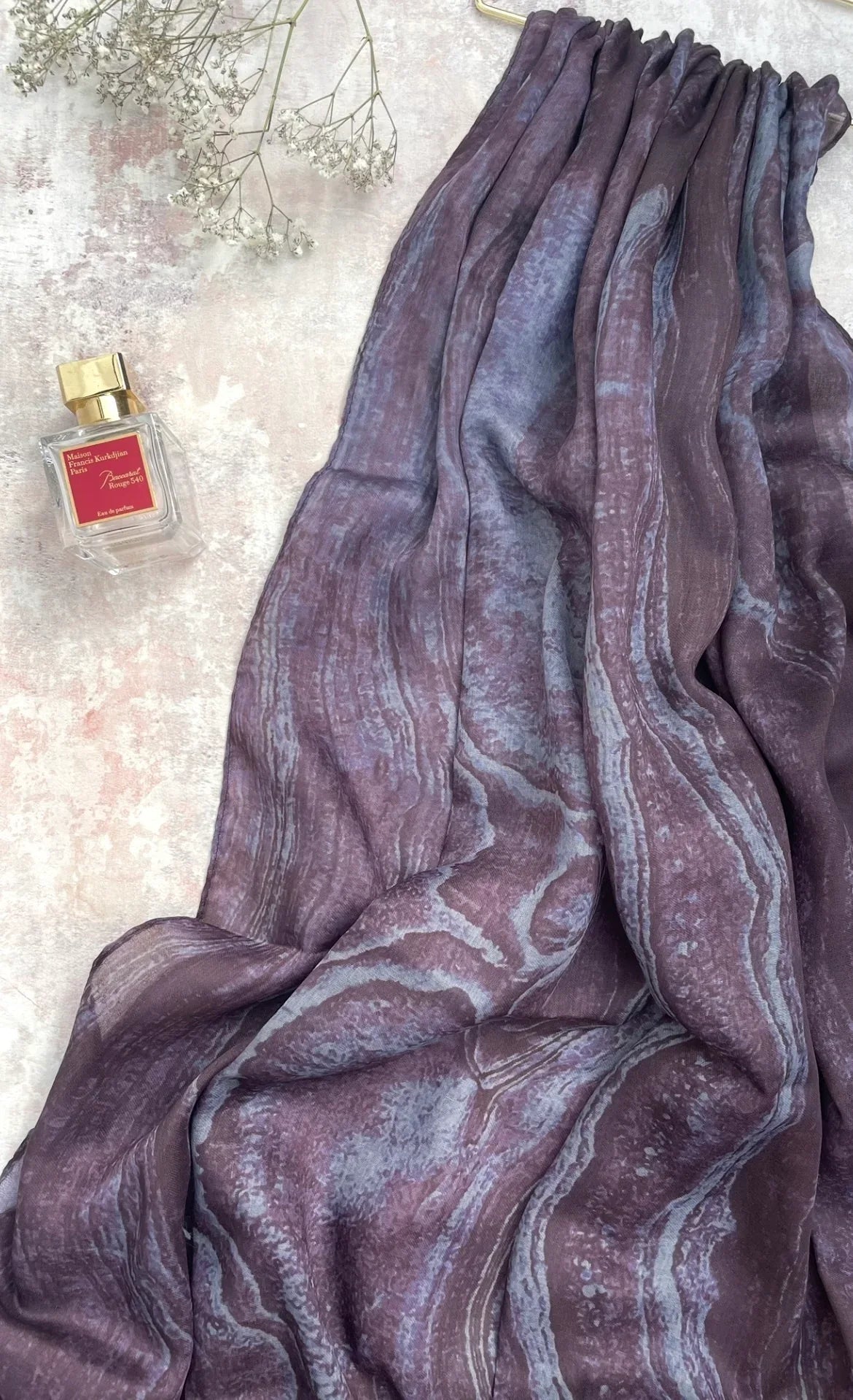 Water coloured Modal Printed Aubergine Hijab