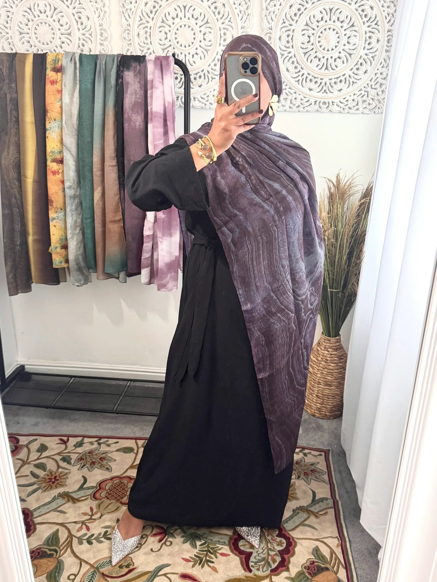 Water coloured Modal Printed Aubergine Hijab