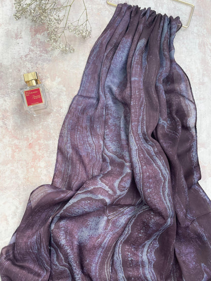 Water coloured Modal Printed Aubergine Hijab