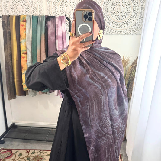 Water coloured Modal Printed Aubergine Hijab