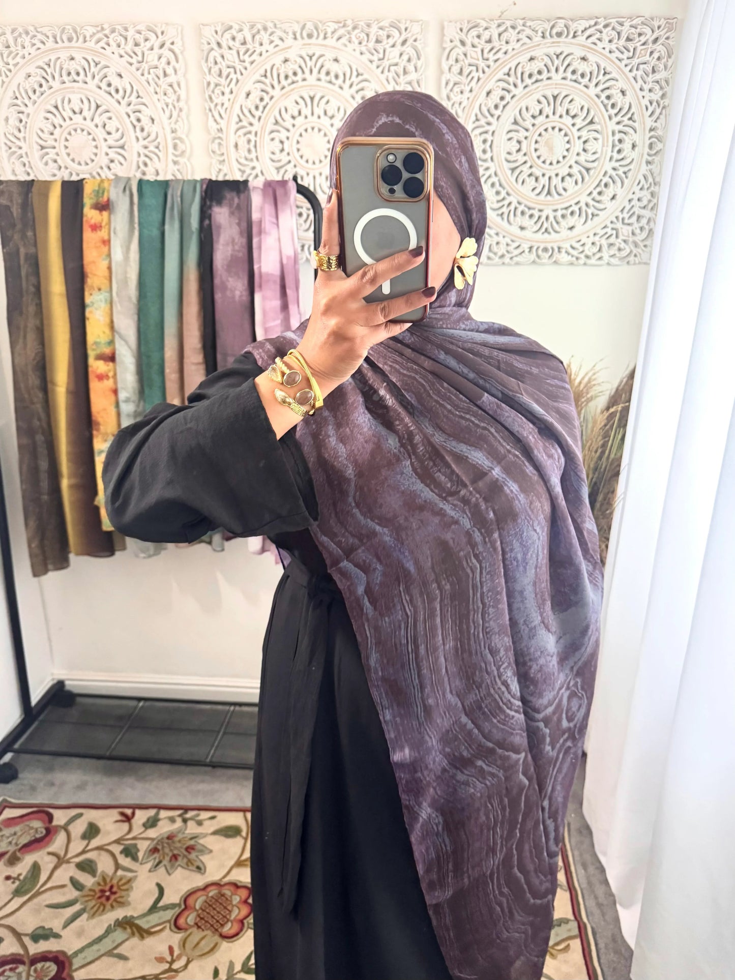 Water coloured Modal Printed Aubergine Hijab